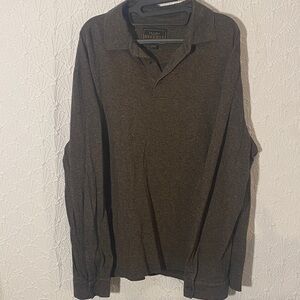 Jos. A. Bank Reserve Men's Dark Brown Long Sleeve Polo Premium Apparel